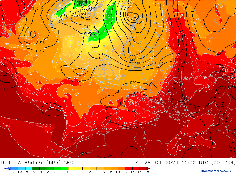 Theta-W 850hPa GFS  2024