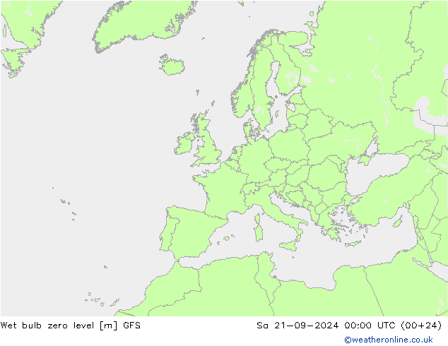 Wet bulb zero level GFS sáb 21.09.2024 00 UTC