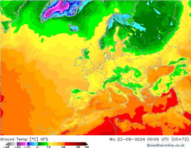 Ground Temp GFS Mo 23.09.2024 00 UTC