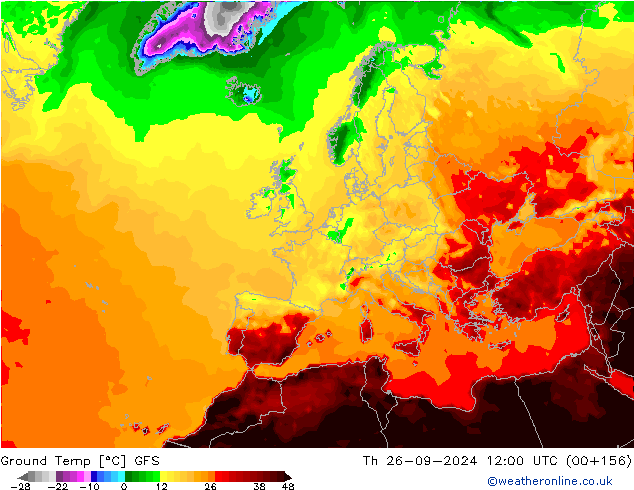 Ground Temp GFS Th 26.09.2024 12 UTC