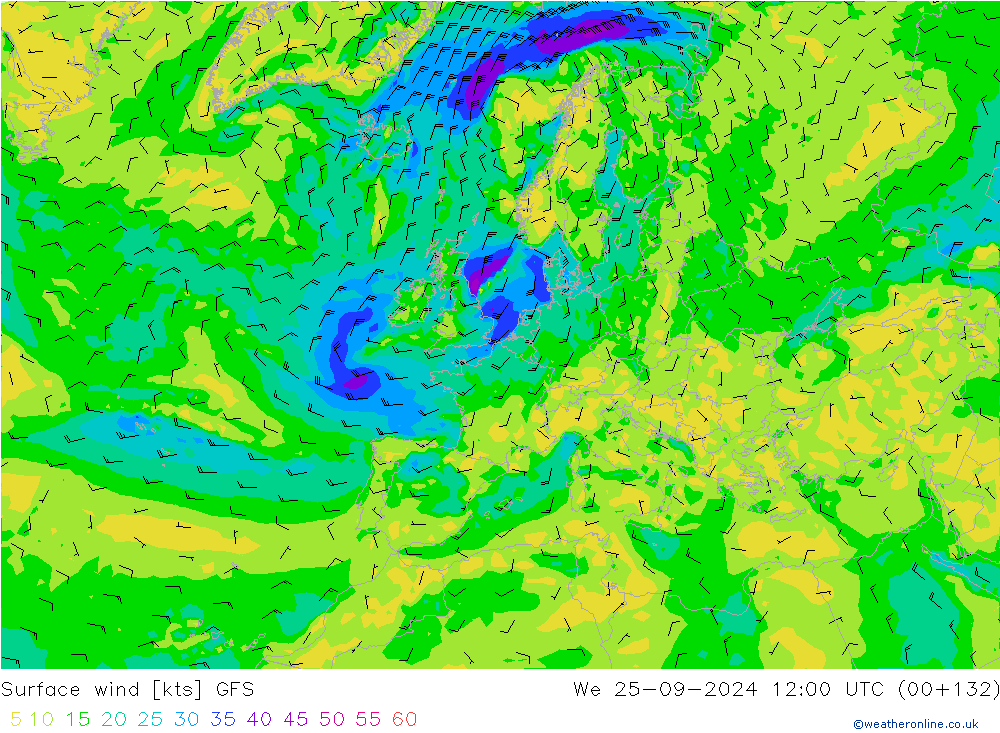 Bodenwind GFS Mi 25.09.2024 12 UTC