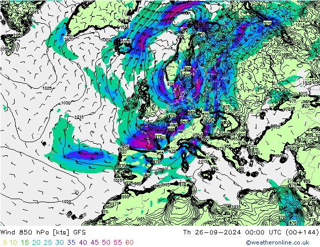 Rüzgar 850 hPa GFS Per 26.09.2024 00 UTC