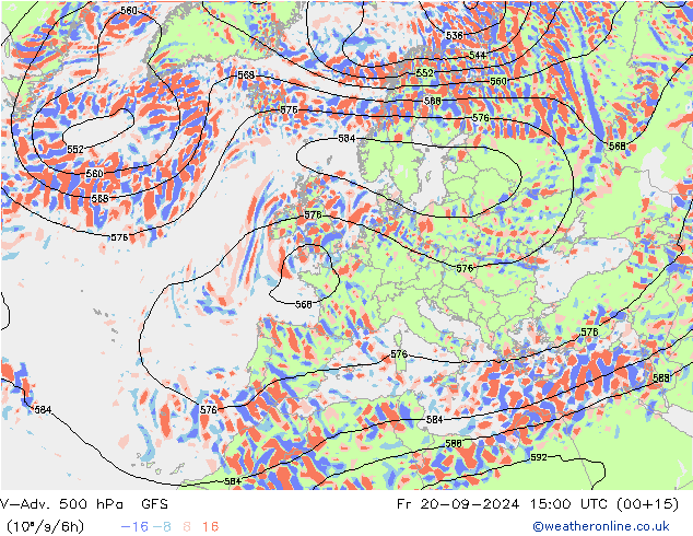 V-Adv. 500 hPa GFS Fr 20.09.2024 15 UTC