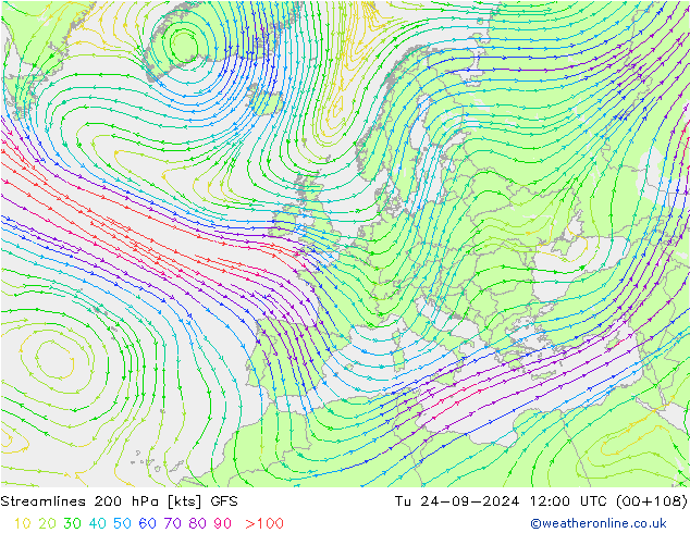 Rüzgar 200 hPa GFS Sa 24.09.2024 12 UTC