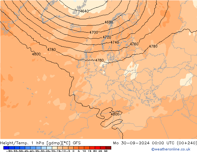 Géop./Temp. 1 hPa GFS lun 30.09.2024 00 UTC