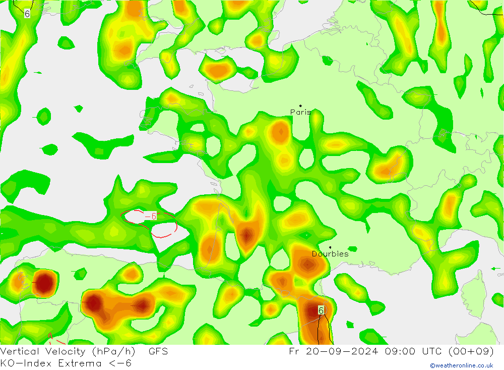 Convection-Index GFS Pá 20.09.2024 09 UTC