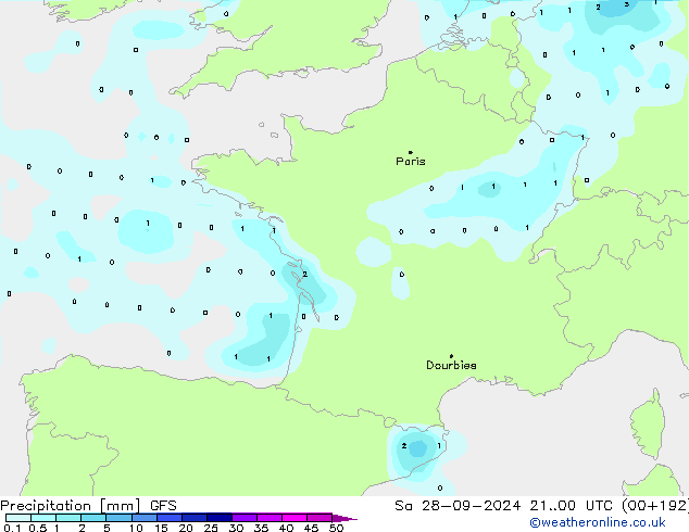 Précipitation GFS sam 28.09.2024 00 UTC