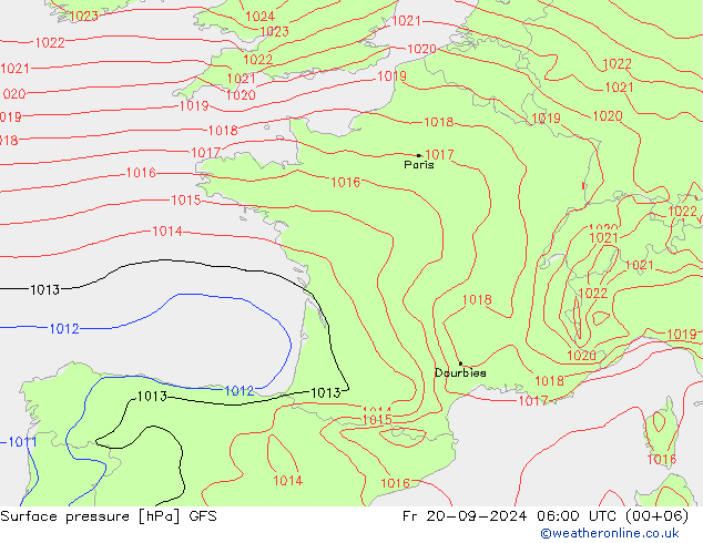 Surface pressure GFS Fr 20.09.2024 06 UTC