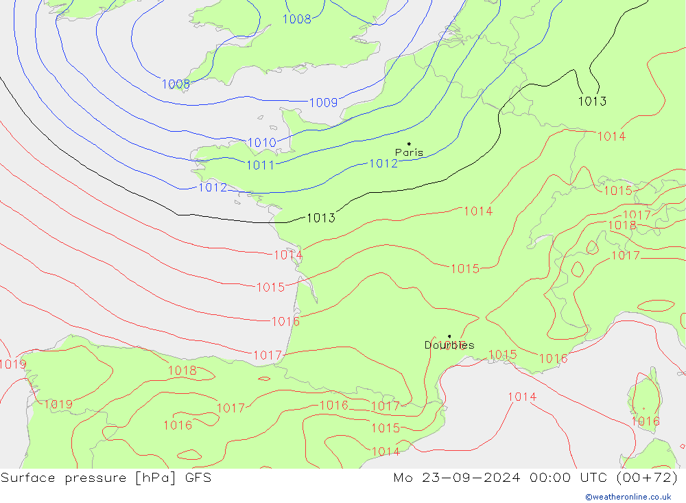 Surface pressure GFS Mo 23.09.2024 00 UTC