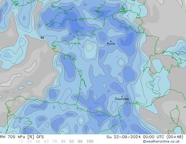 RV 700 hPa GFS zo 22.09.2024 00 UTC