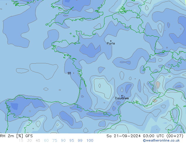 RH 2m GFS sab 21.09.2024 03 UTC