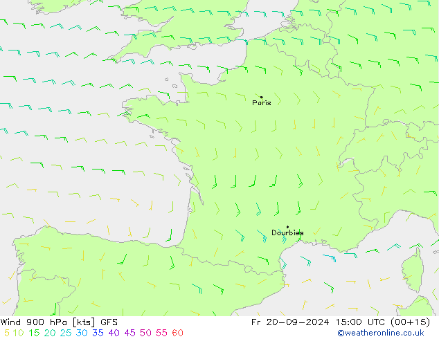 wiatr 900 hPa GFS pt. 20.09.2024 15 UTC