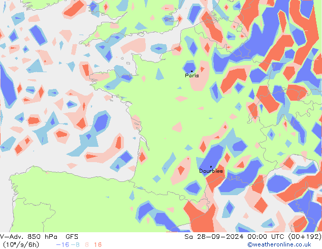 V-Adv. 850 hPa GFS sam 28.09.2024 00 UTC