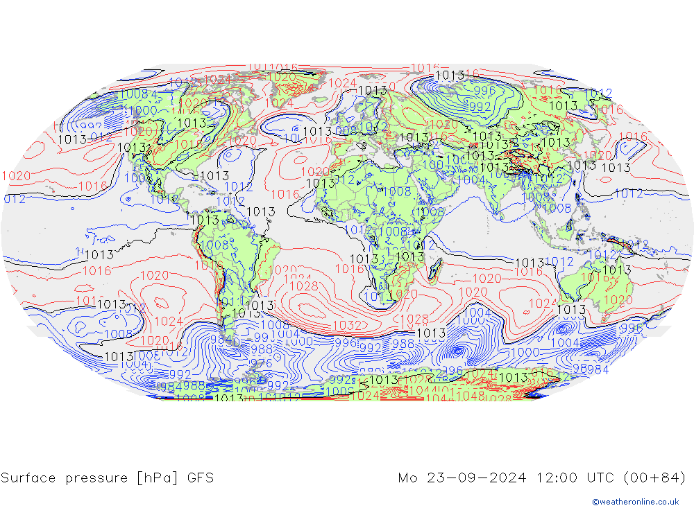 Pressione al suolo GFS lun 23.09.2024 12 UTC