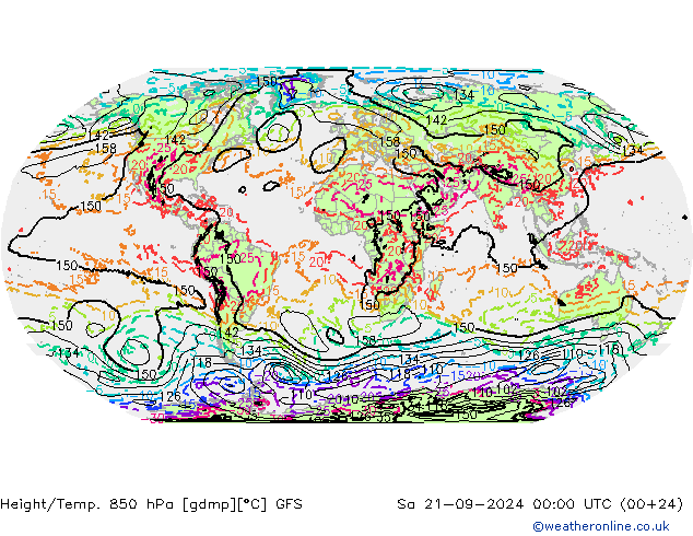 Height/Temp. 850 hPa GFS  21.09.2024 00 UTC