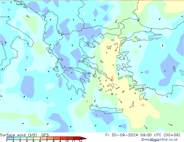 Surface wind (bft) GFS September 2024