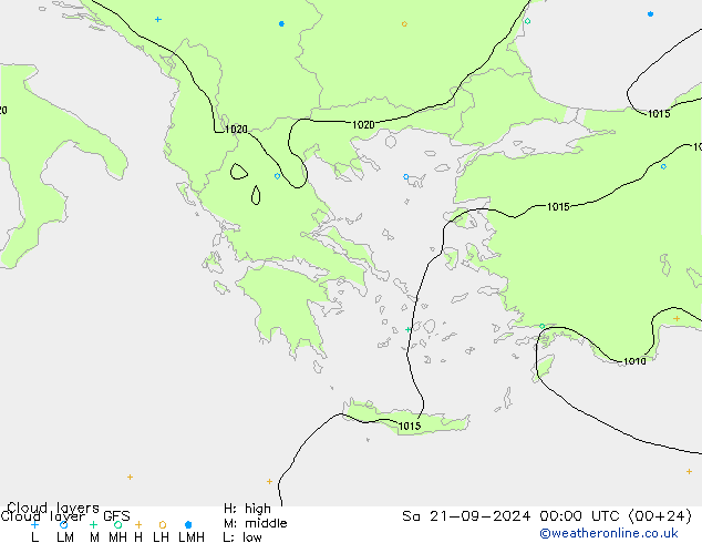 Cloud layer GFS Cts 21.09.2024 00 UTC