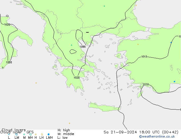 Cloud layer GFS Sáb 21.09.2024 18 UTC