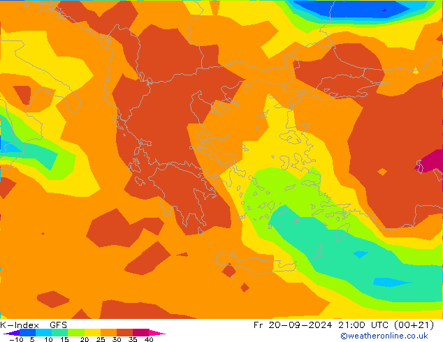 K-İndeksi GFS Cu 20.09.2024 21 UTC