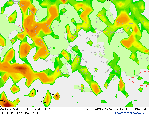 Convection-Index GFS ven 20.09.2024 03 UTC