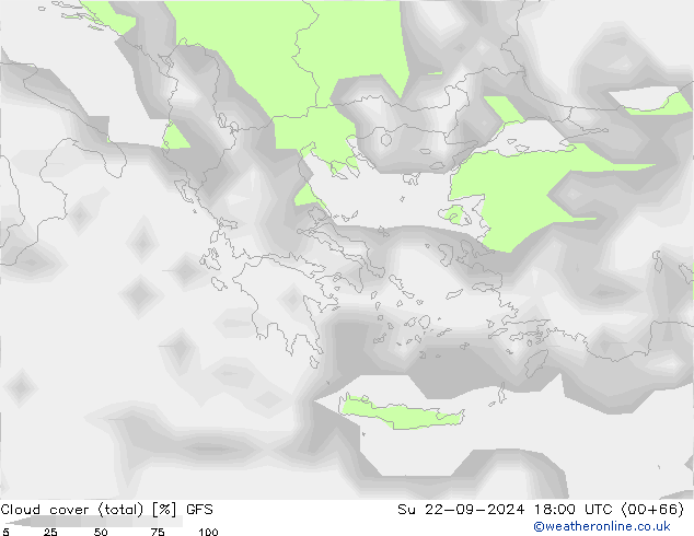 nuvens (total) GFS Dom 22.09.2024 18 UTC