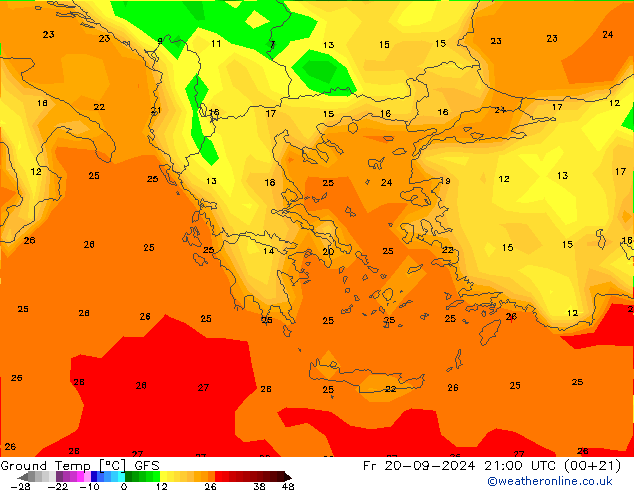 Topraküstü en düşük Sıc. GFS Cu 20.09.2024 21 UTC