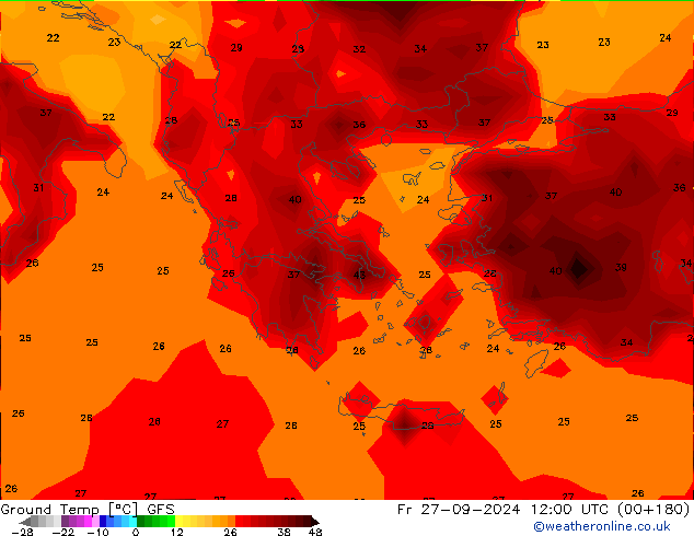 Bodemtemperatuur GFS vr 27.09.2024 12 UTC