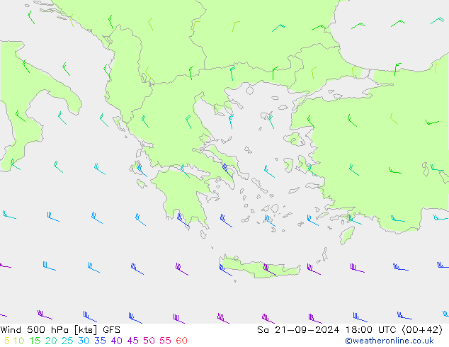 Wind 500 hPa GFS Sa 21.09.2024 18 UTC