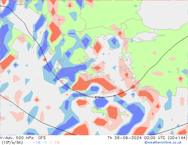 V-Adv. 500 hPa GFS Čt 26.09.2024 00 UTC