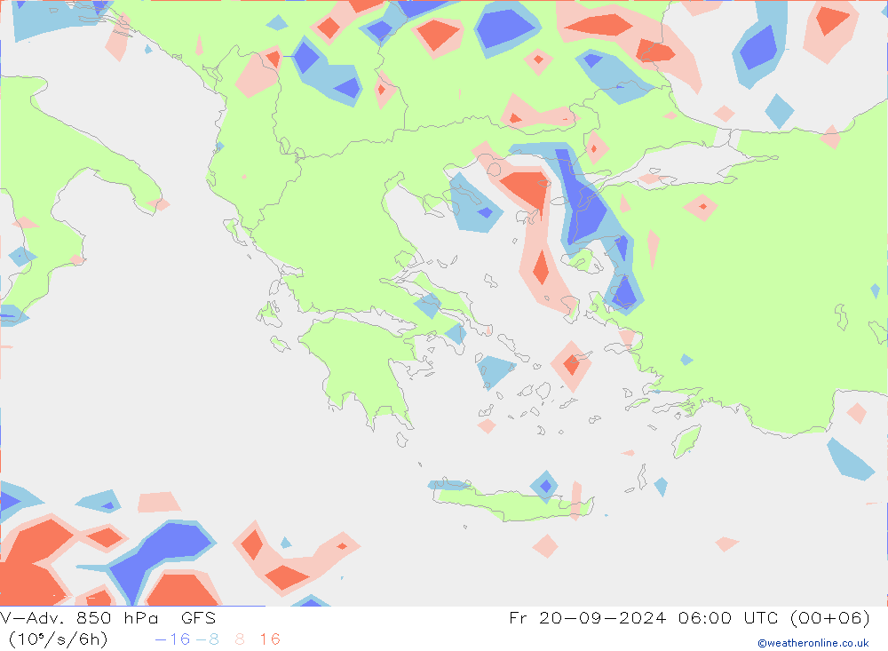 V-Adv. 850 hPa GFS ven 20.09.2024 06 UTC