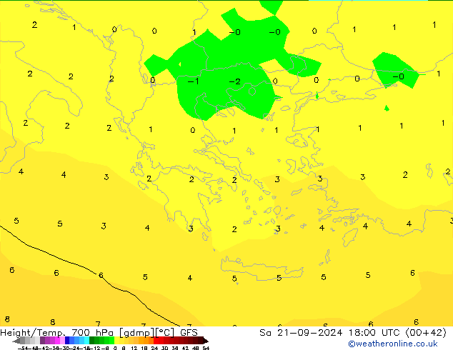 Yükseklik/Sıc. 700 hPa GFS Cts 21.09.2024 18 UTC