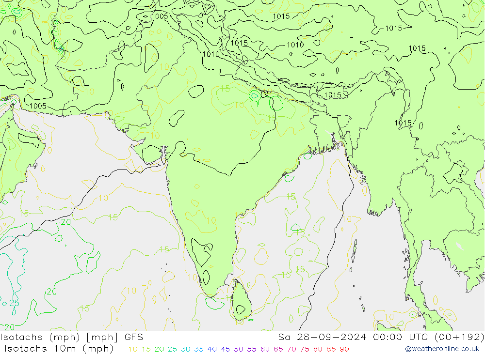 Isotachen (mph) GFS za 28.09.2024 00 UTC