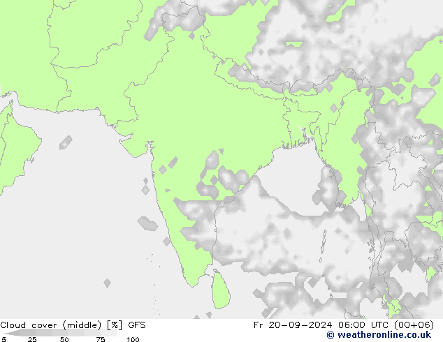 oblačnosti uprostřed GFS Pá 20.09.2024 06 UTC