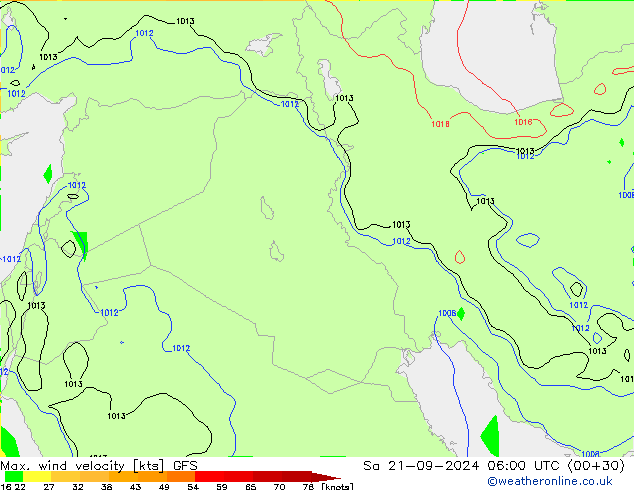 Maks. Rüzgar Hızı GFS Cts 21.09.2024 06 UTC