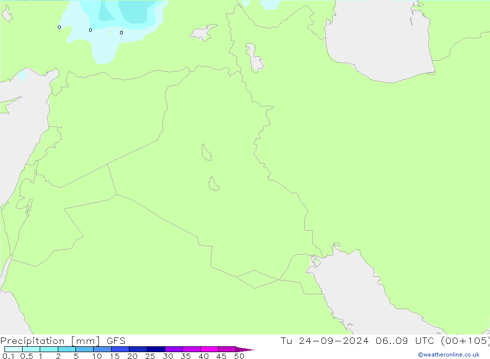 Srážky GFS Út 24.09.2024 09 UTC