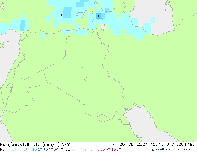 Rain/Snowfall rate GFS ven 20.09.2024 18 UTC