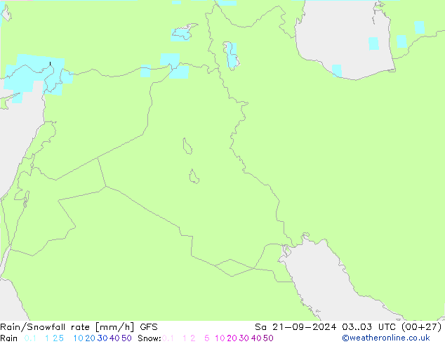 Rain/Snowfall rate GFS sáb 21.09.2024 03 UTC