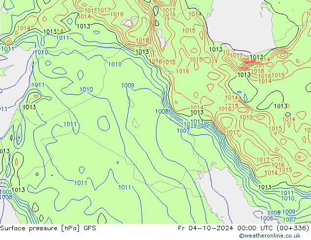 Atmosférický tlak GFS Pá 04.10.2024 00 UTC