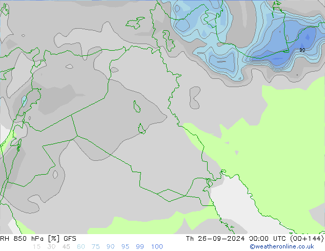 RH 850 hPa GFS gio 26.09.2024 00 UTC