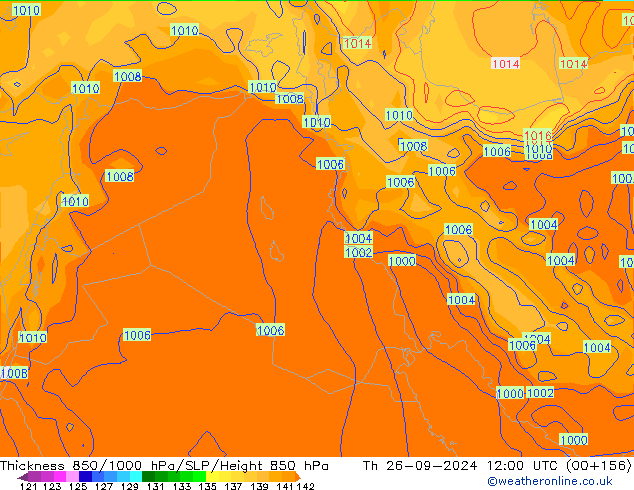 Thck 850-1000 hPa GFS Th 26.09.2024 12 UTC