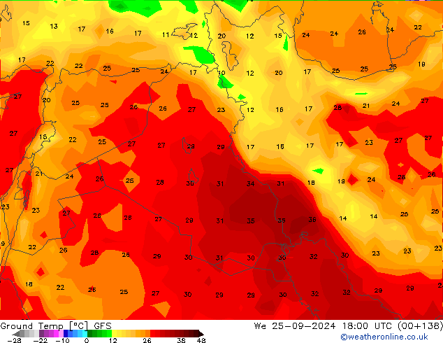 Ground Temp GFS We 25.09.2024 18 UTC