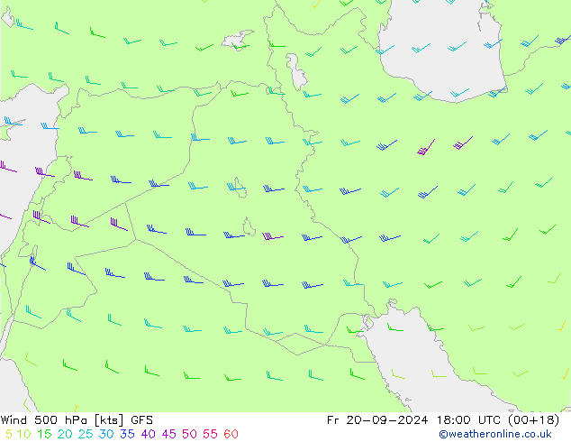 ветер 500 гПа GFS пт 20.09.2024 18 UTC