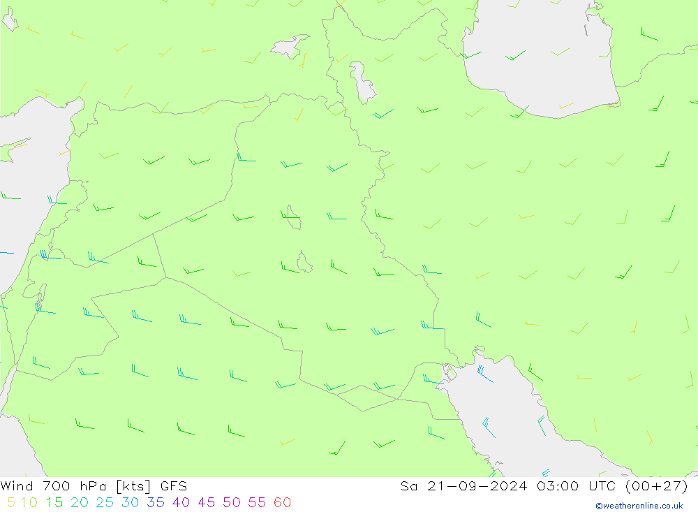 Wind 700 hPa GFS Sa 21.09.2024 03 UTC