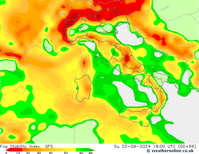 Fog Stability Index GFS dom 22.09.2024 18 UTC