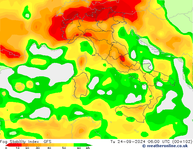 Fog Stability Index GFS mar 24.09.2024 06 UTC