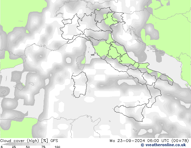 Bulutlar (yüksek) GFS Pzt 23.09.2024 06 UTC