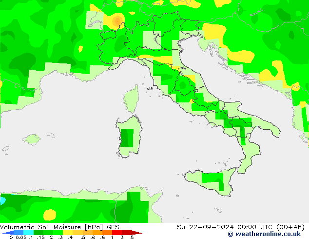 Volumetric Soil Moisture GFS nie. 22.09.2024 00 UTC