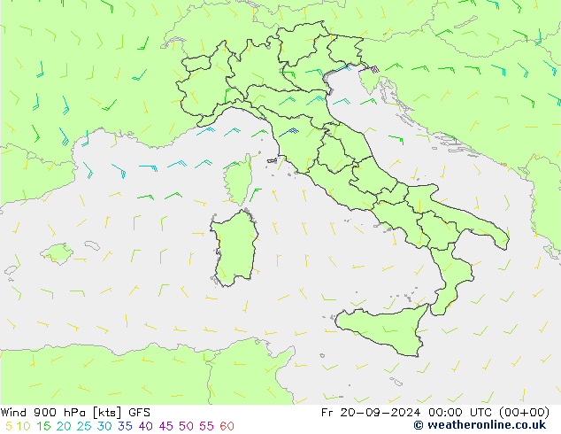 Wind 900 hPa GFS Fr 20.09.2024 00 UTC