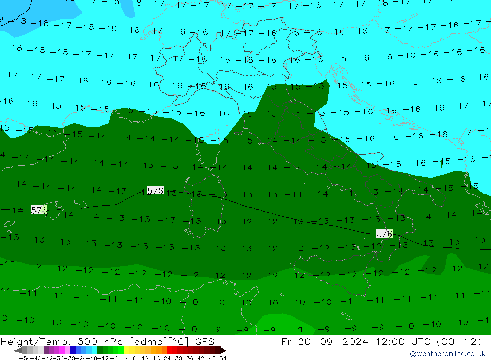 Height/Temp. 500 hPa GFS Sex 20.09.2024 12 UTC