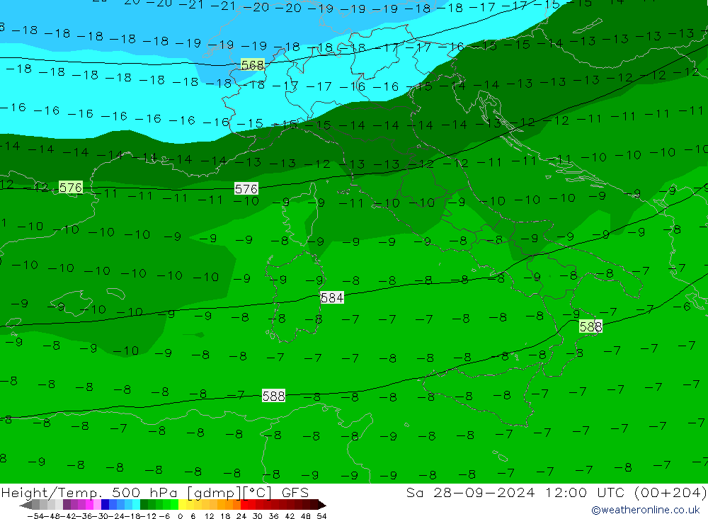 Z500/Rain (+SLP)/Z850 GFS So 28.09.2024 12 UTC